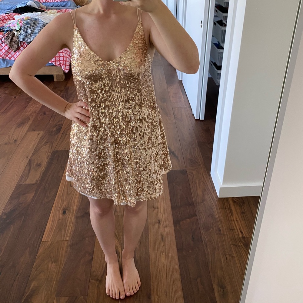 Free People Rose-gold Sequin Dress